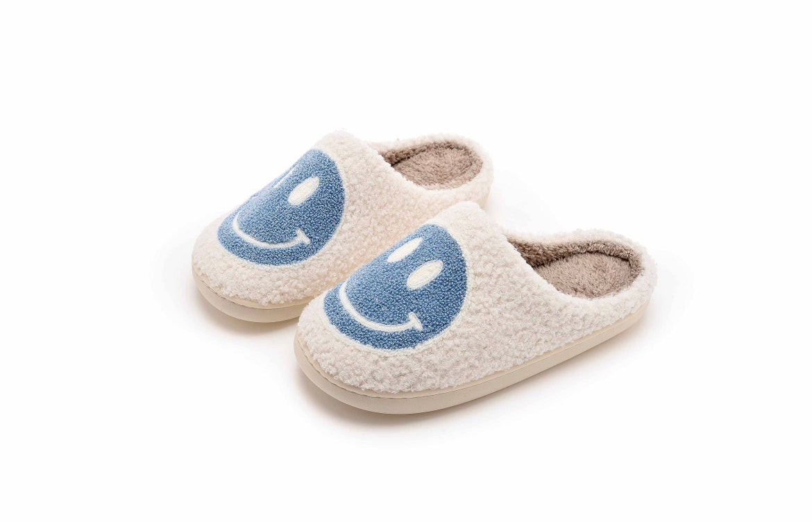 Fuzzy Smiley Face Slippers