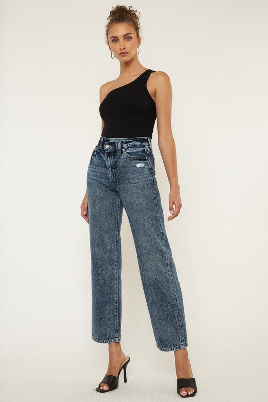 HIGH RISE 90'S WIDE LEG STRAIGHT JEANS
DARK WASH