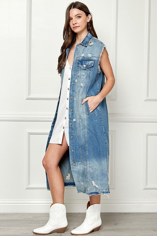 Long Denim Vest