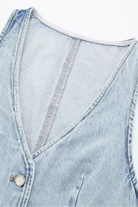 Cropped Denim Vest