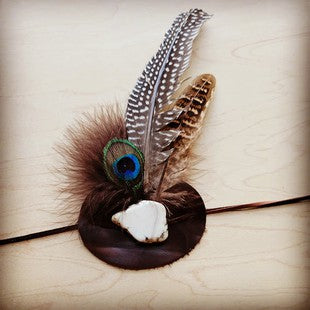 White Turquoise Feather Hat Band