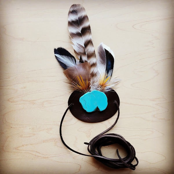 Turquoise Feather Hat Band