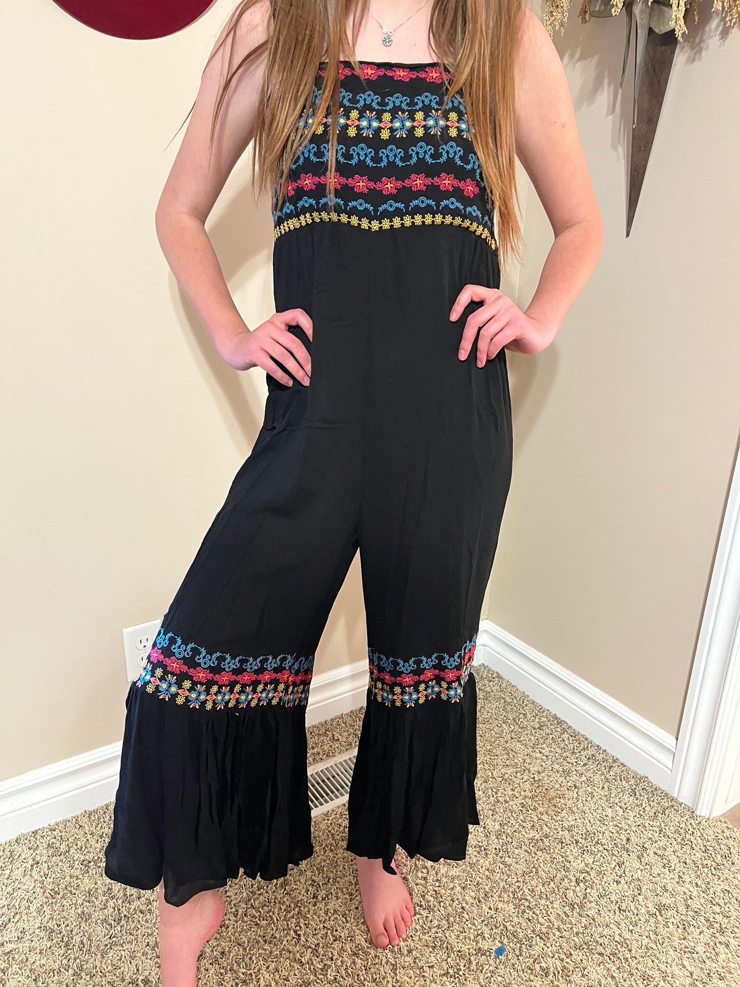 Black Embroidered Jumpsuit