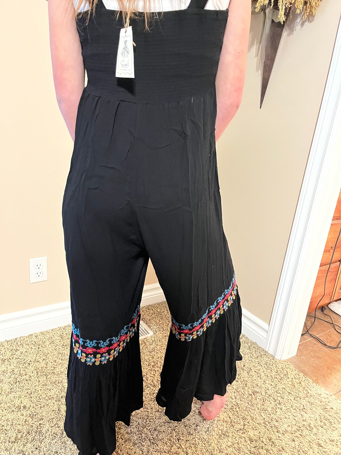 Black Embroidered Jumpsuit