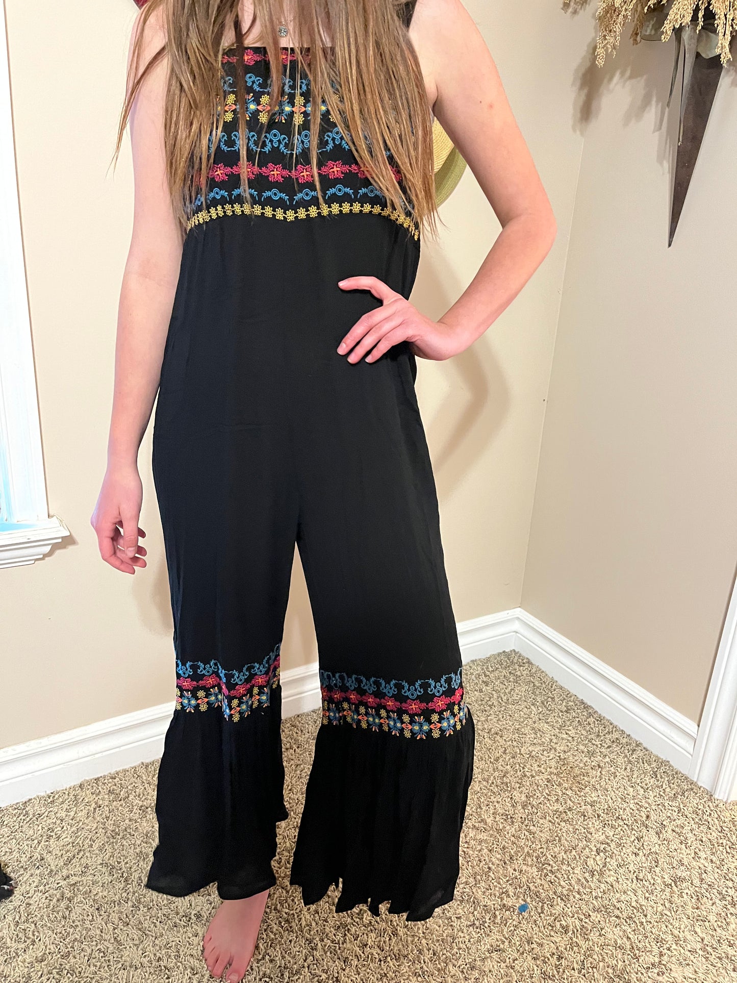 Black Embroidered Jumpsuit