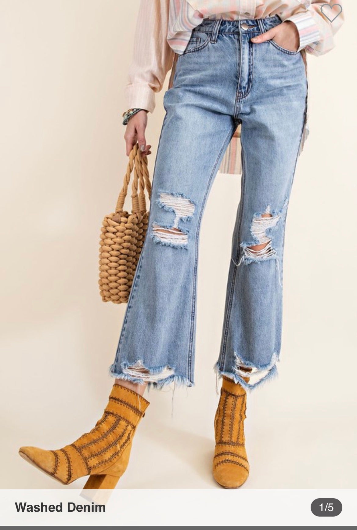 Self Distressed Washed Denim