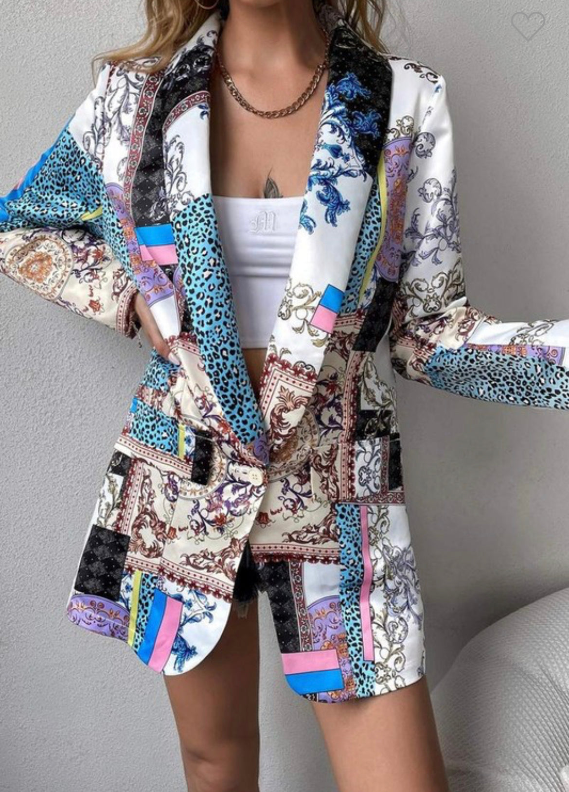 Patchwork Print Blazer