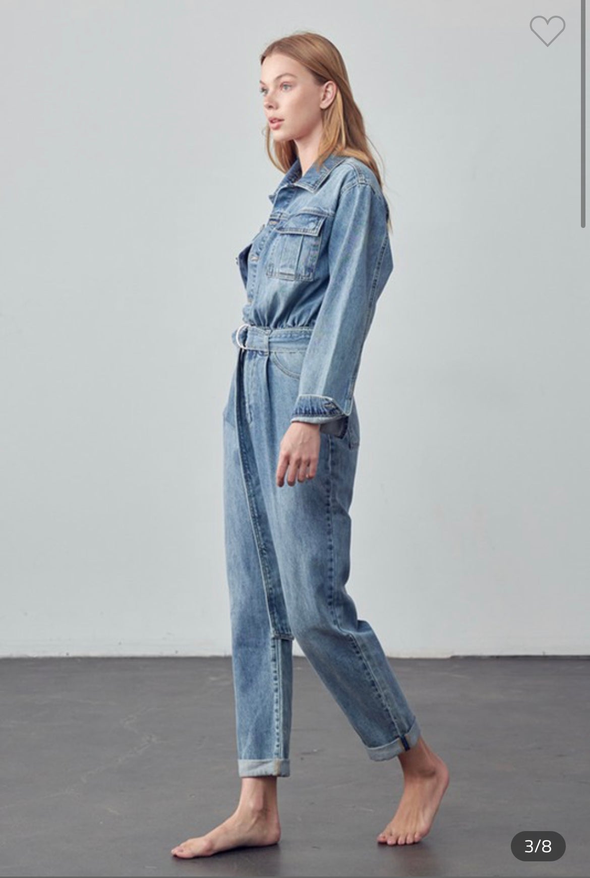 Belted Denim Jumpsuit