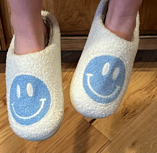 Fuzzy Smiley Face Slippers