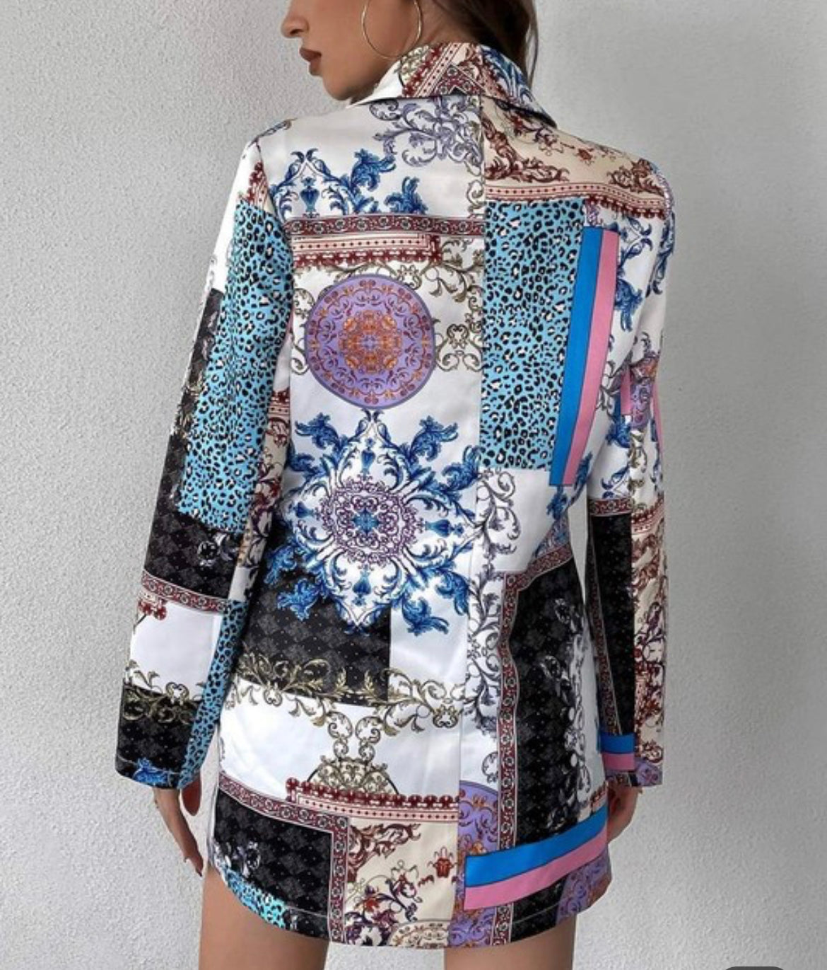 Patchwork Print Blazer