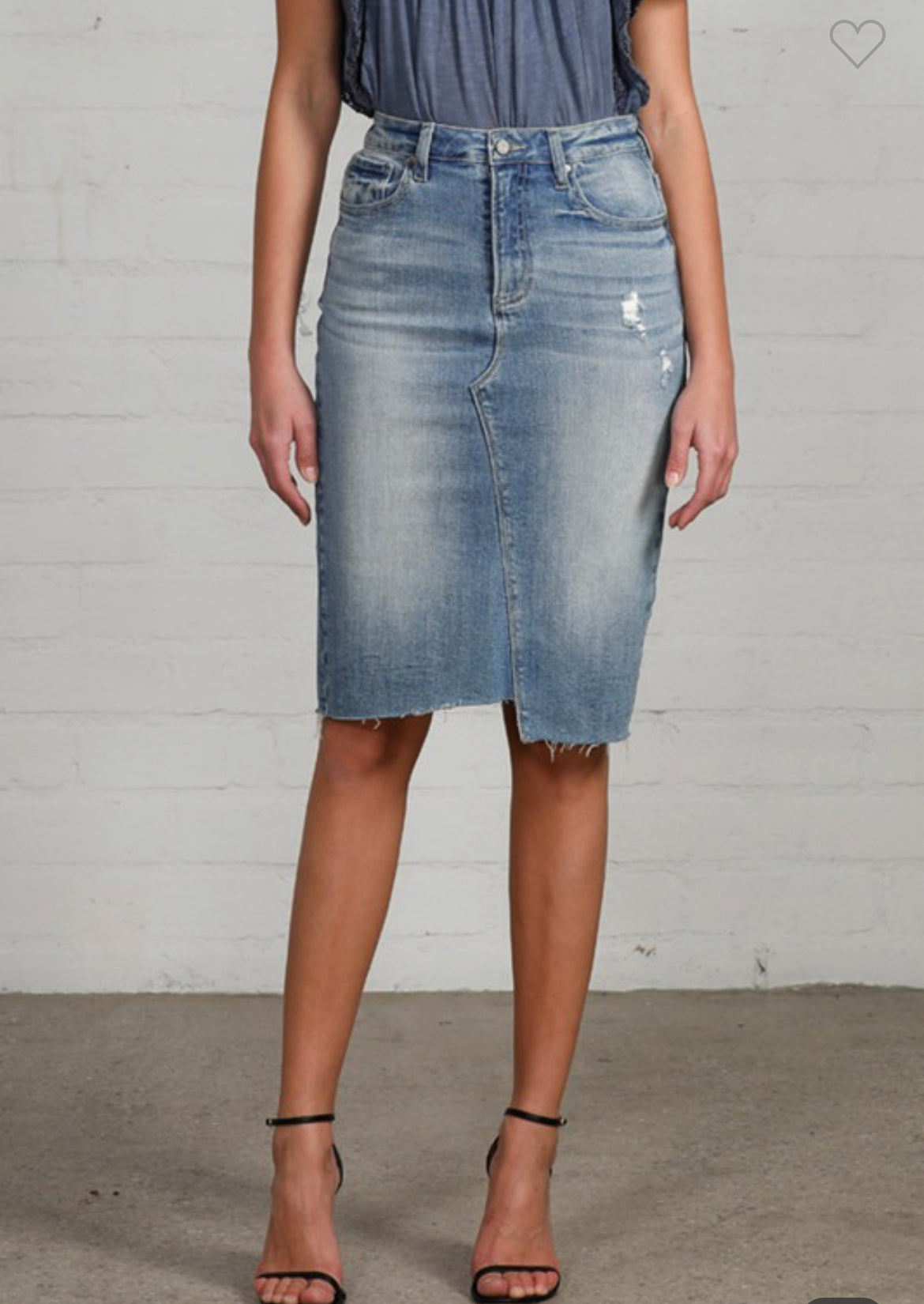 Raw Hem Denim Skirt