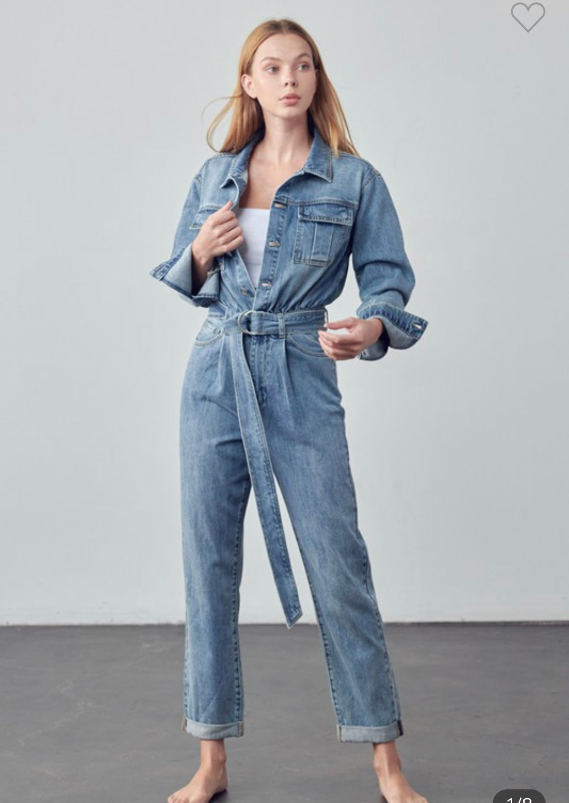 Belted Denim Jumpsuit