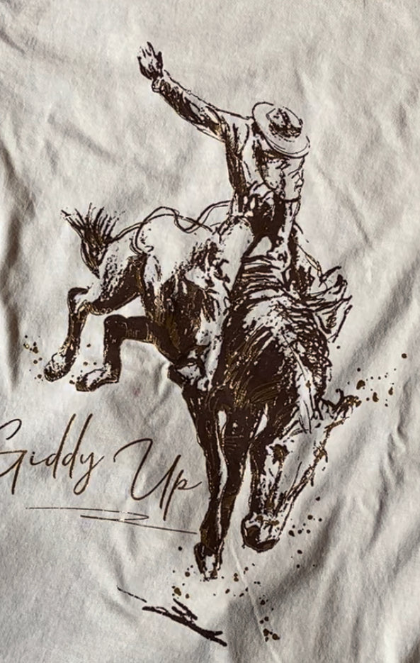 Giddy Up Tee  Mineral Wash in Oatmeal