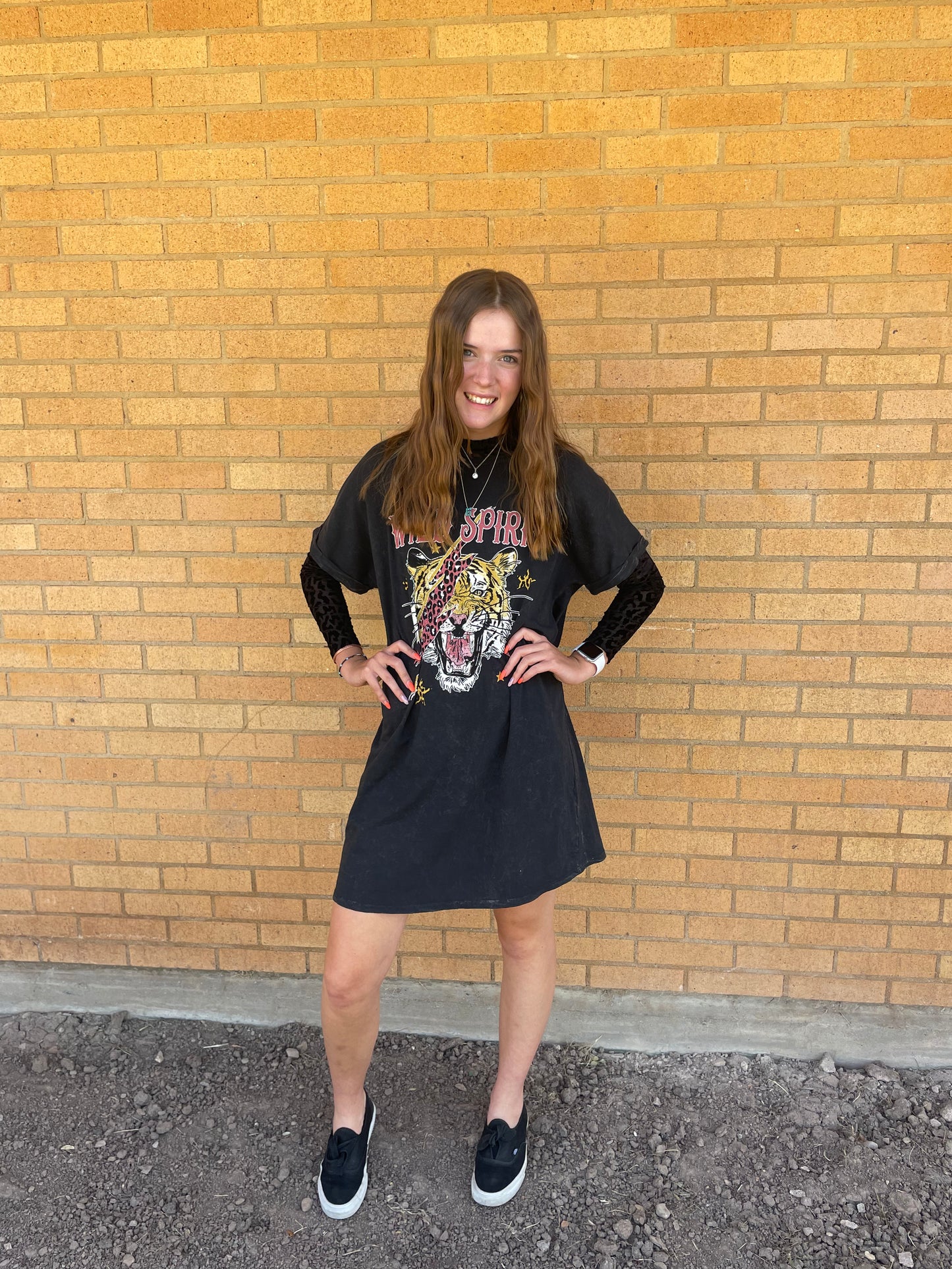 Wild Spirit Tiger Light Bolt Graphic Tee Dress